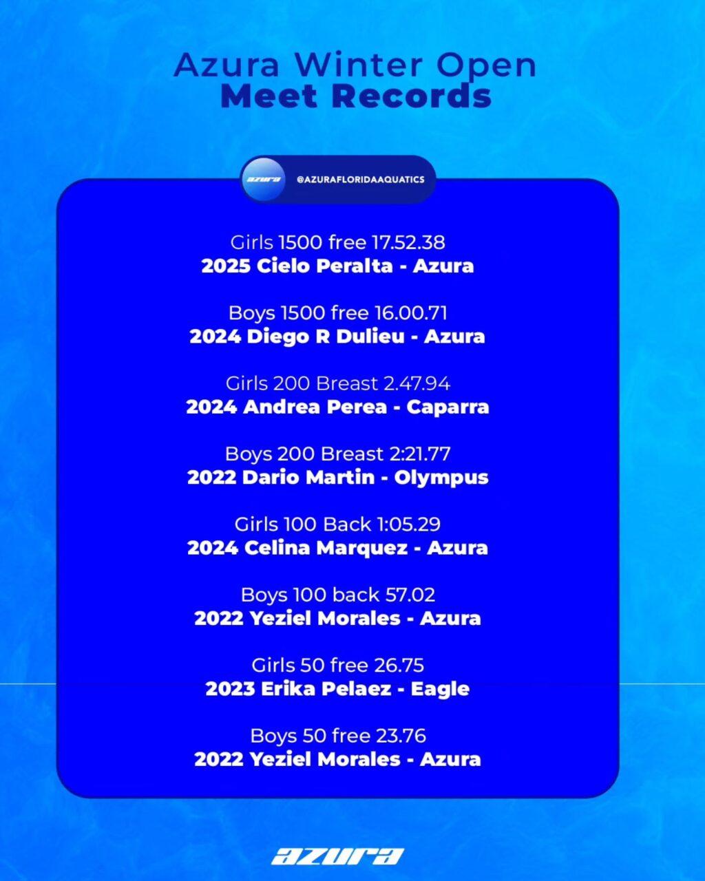 Instagram post from azurafloridaaquatics. This post is in position 1.